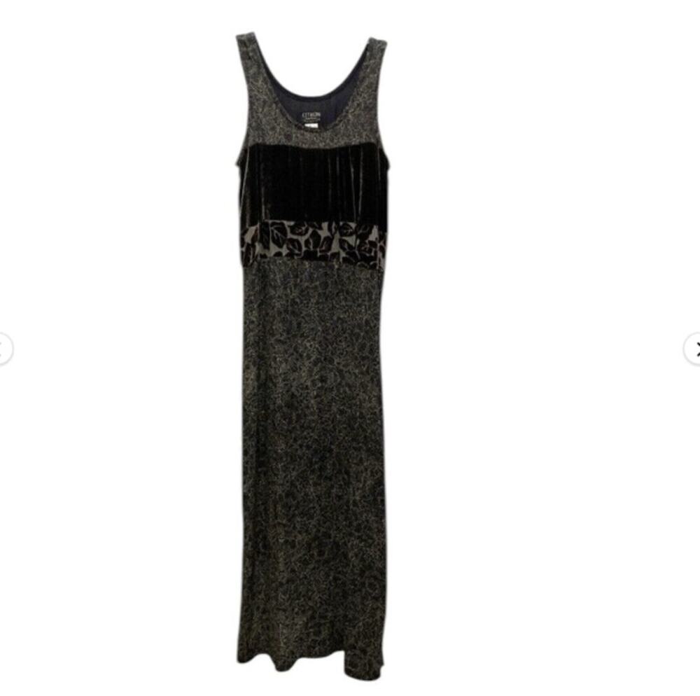 Citron Santa Monica Dress Burnout Velvet Silk Maxi Forest Fairy USA Size Small
